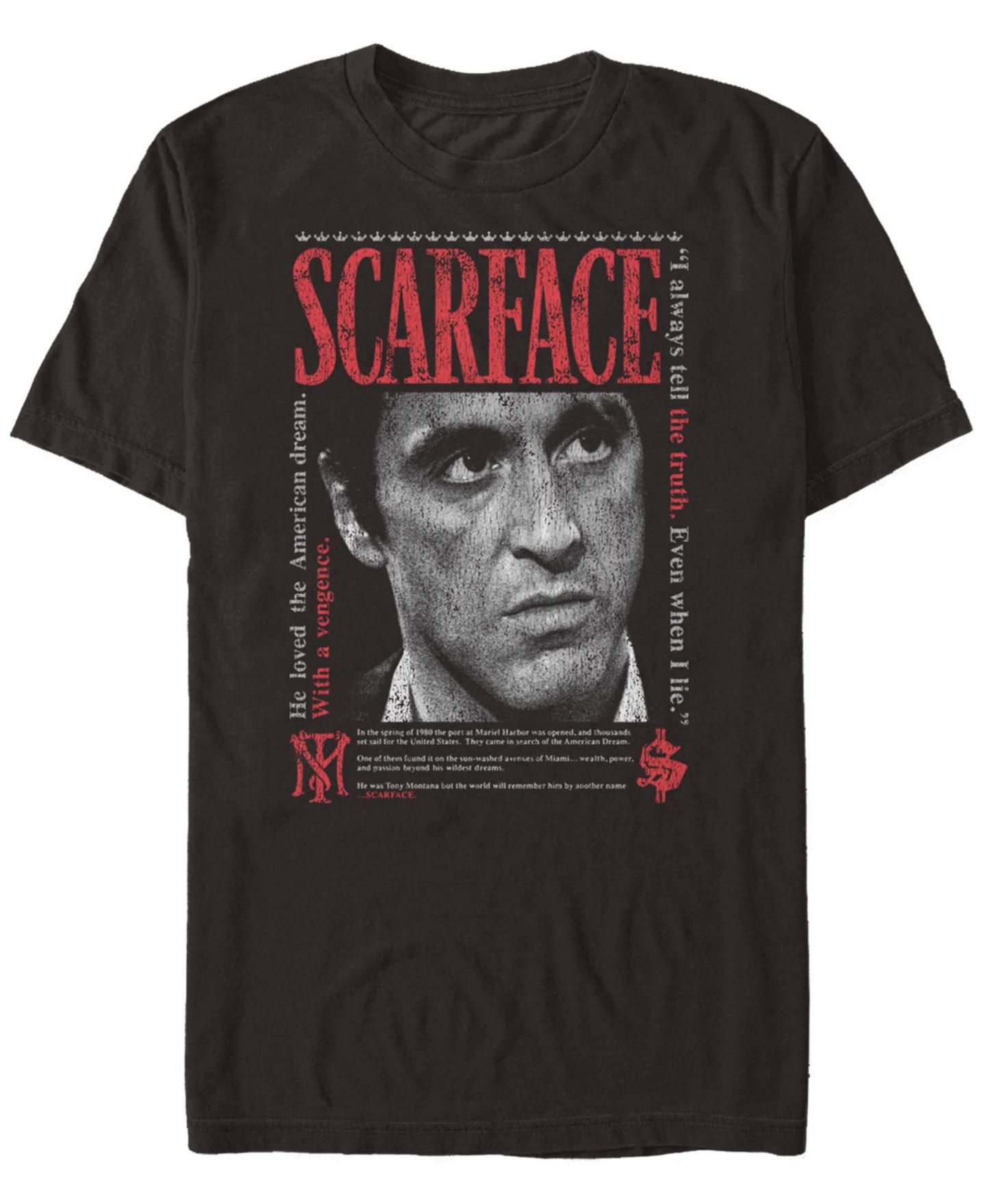 Мужская футболка Fifth Sun Scarface Stare Down Short Sleeves, цвет: Чёрный — фото 1