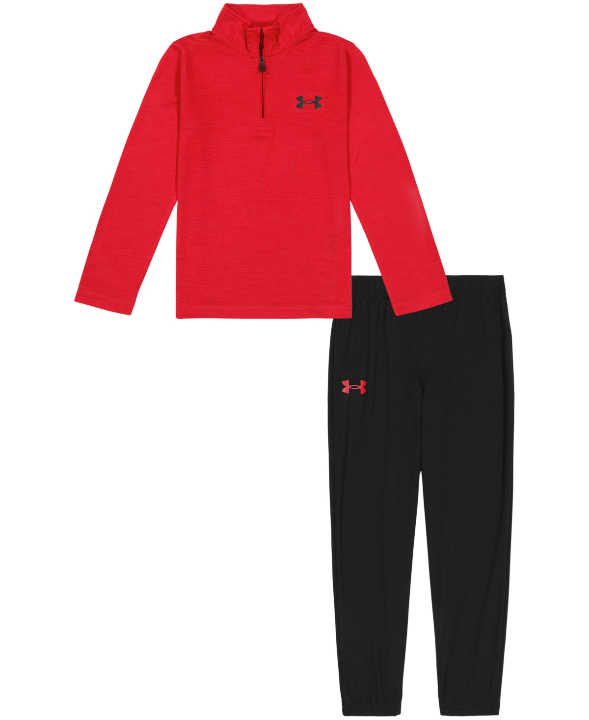 Under Armour Little Boys Game On Quarter Zip Twist Top And Joggers Set In Red