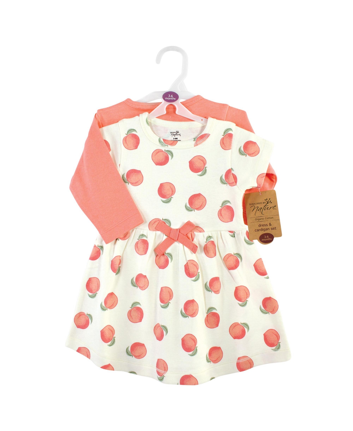Touched by Nature Baby Girls Baby Organic Cotton Dress and Cardigan,- Peach