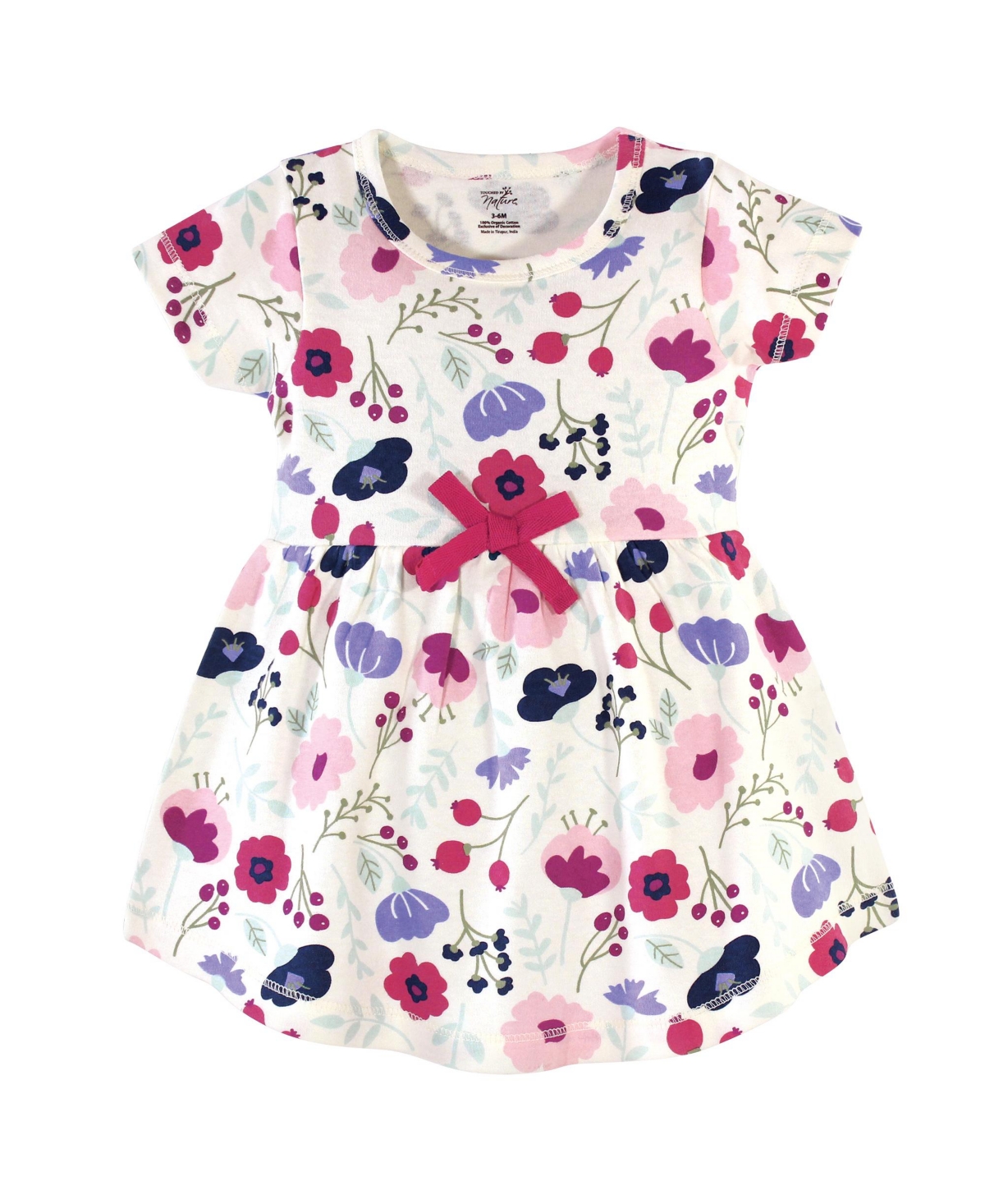 Touched by Nature Baby Girls Baby Organic Cotton Dress and Cardigan 2pc Set,- Pink botanical