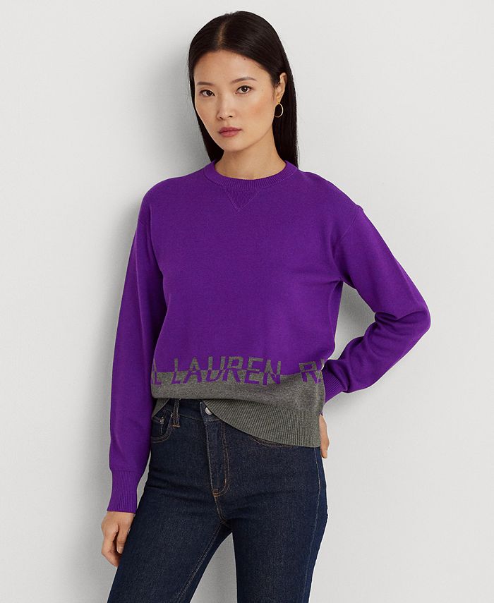 Lauren Ralph Lauren Women's Logo Jacquard Cotton-Blend Sweater