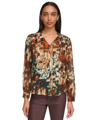 Calvin Klein - Women's Printed V-Neck Top