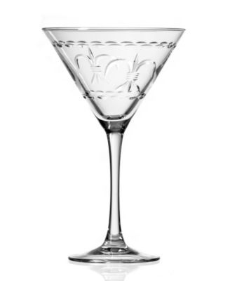 Fleur De Lis Martini Glass 10oz - Set of 4 Glasses