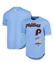 Men's Mitchell & Ness Light Blue Philadelphia Phillies Cooperstown  Collection Mesh Wordmark V-Neck Jersey