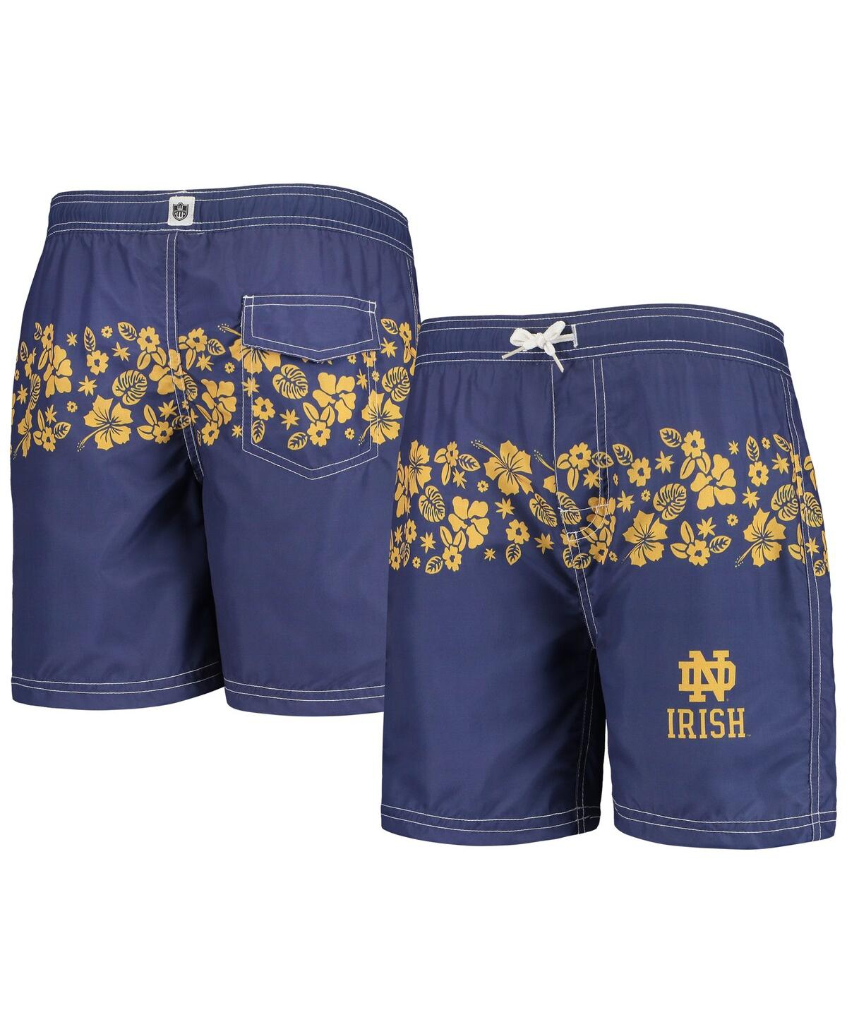 Wes & Willy Kids' Big Boys  Navy Notre Dame Fighting Irish Inset Floral Swim Trunk