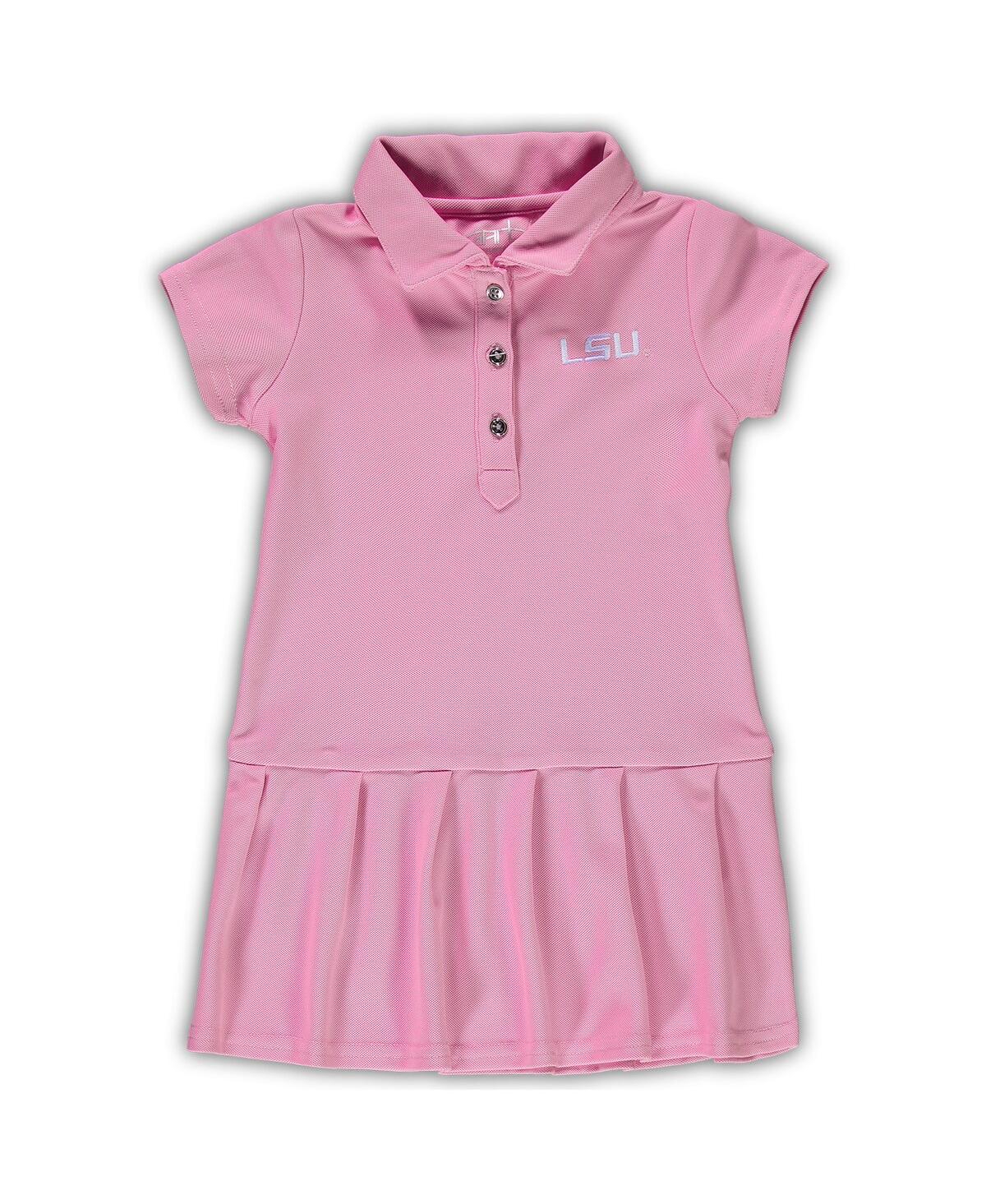 Garb Babies' Toddler Girls  Pink Lsu Tigers Caroline Cap Sleeve Polo Shirt Dress