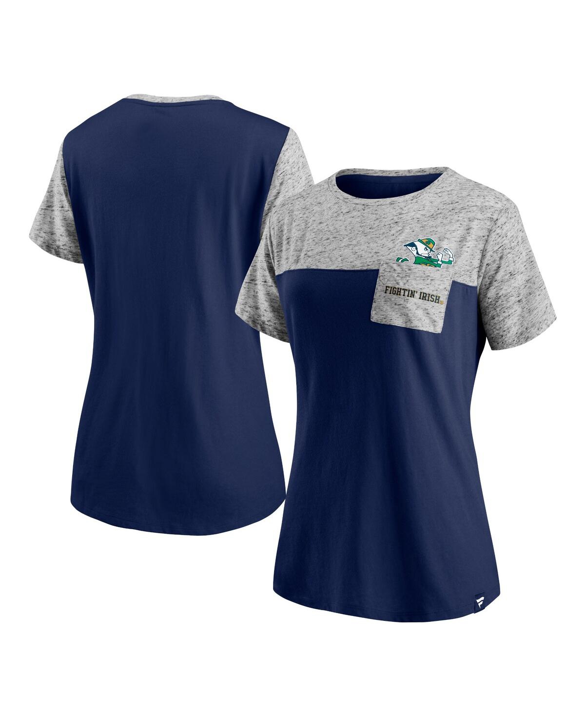 Women's Fanatics Heathered Gray Notre Dame Fighting Irish Inside Pocket T-shirt - Heathered Gray