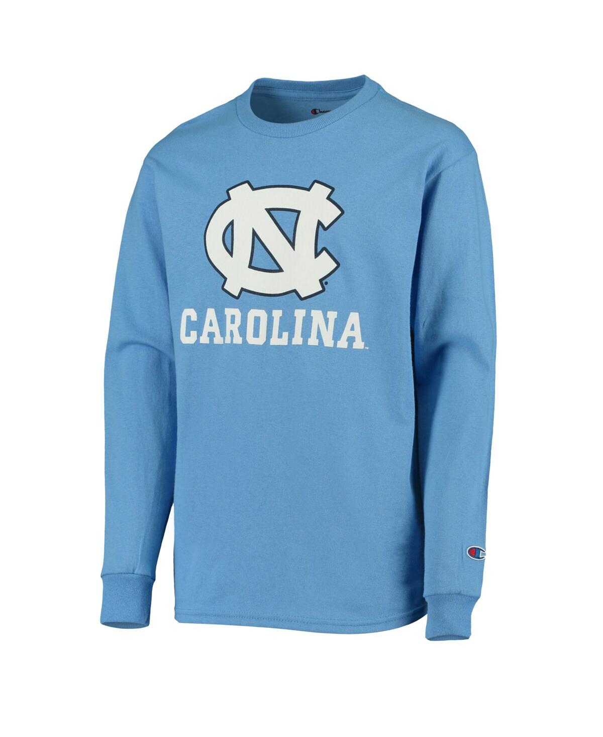 Shop Champion Big Boys  Carolina Blue North Carolina Tar Heels Lockup Long Sleeve T-shirt