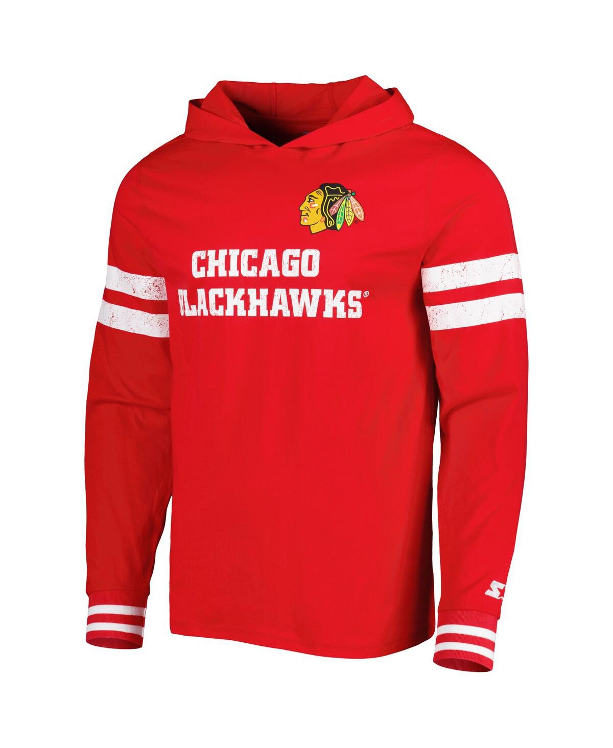 Shop Starter Men's  Red Chicago Blackhawks Offense Long Sleeve Hoodie T-shirt
