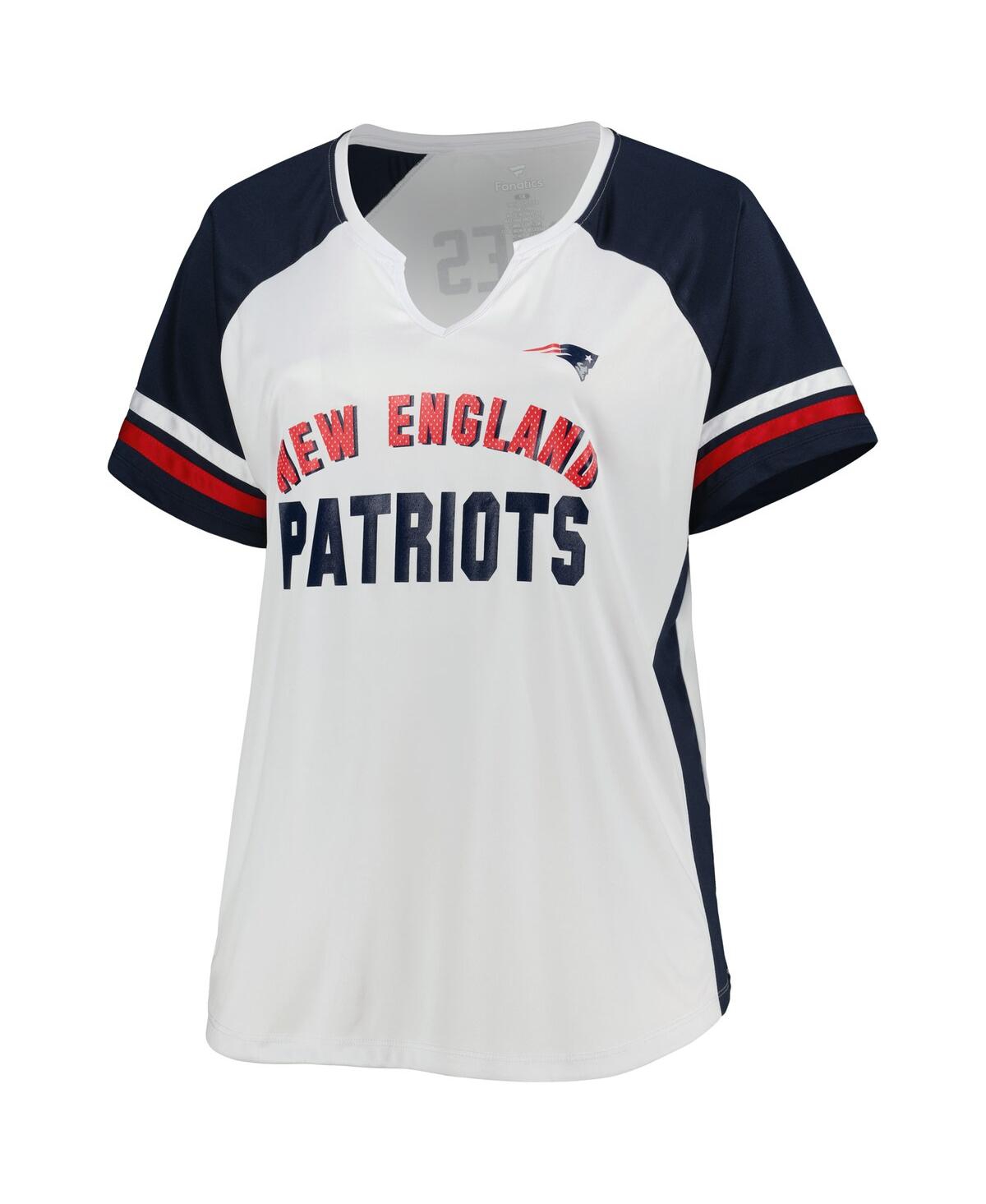 Shop Profile Women's Mac Jones White New England Patriots Plus Size Notch Neck T-shirt