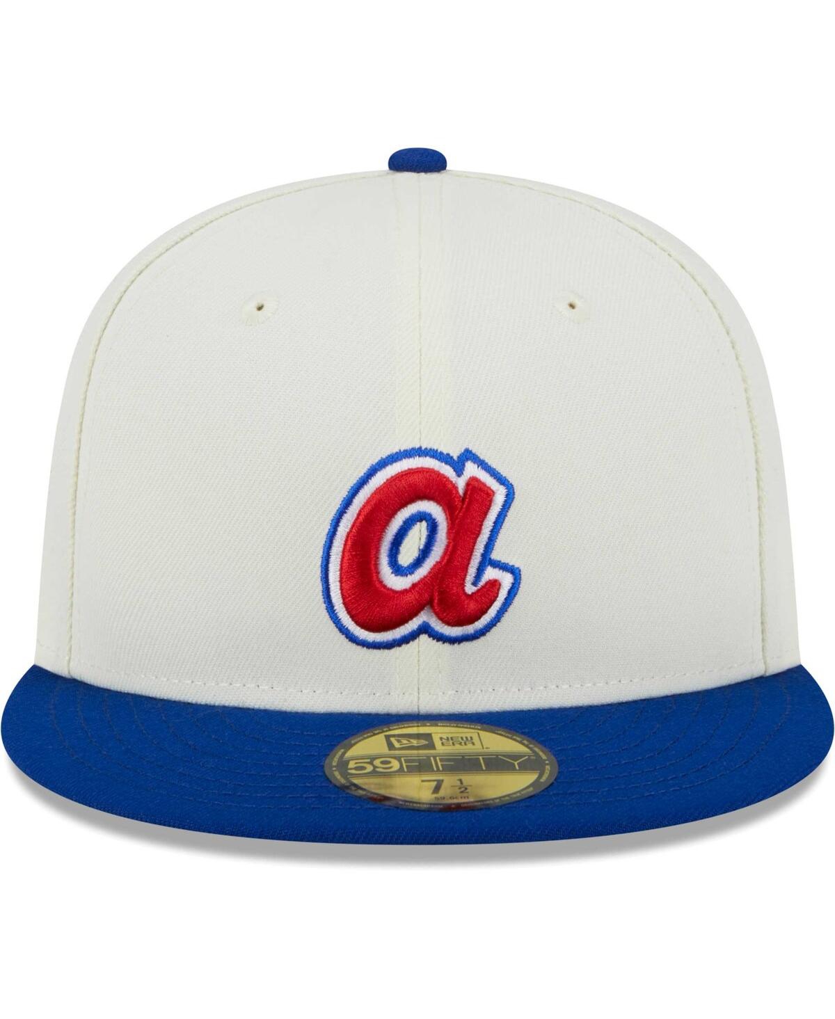 Shop New Era Men's  Stone, Royal Atlanta Braves Retro 59fifty Fitted Hat In Stone,royal