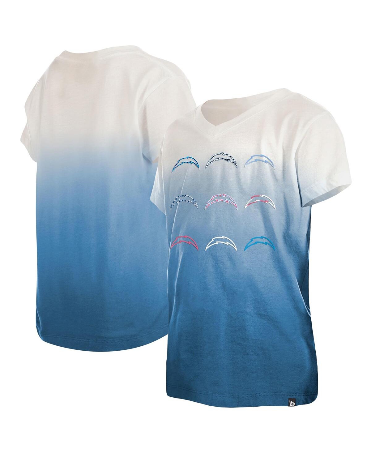 Shop New Era Big Girls  Powder Blue Los Angeles Chargers Multi Logo Ombre V-neck T-shirt