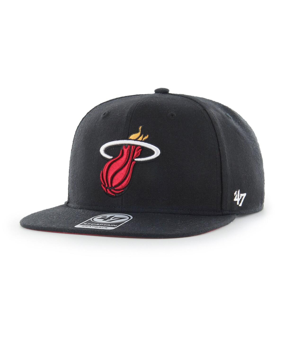 Men's '47 BrandMiami Heat Sure Shot Captain Snapback Hat - Black