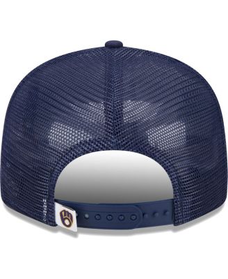 Men's Navy Milwaukee Brewers Team Color Trucker 9FIFTY Snapback Hat