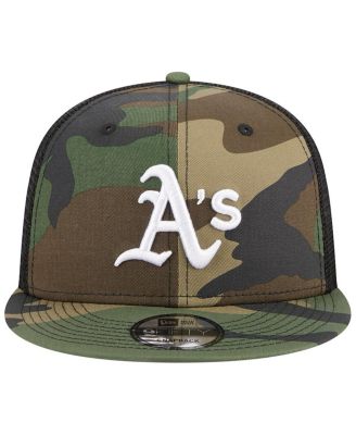 Men's Camo Oakland Athletics Woodland Camo Trucker 9FIFTY Snapback Hat