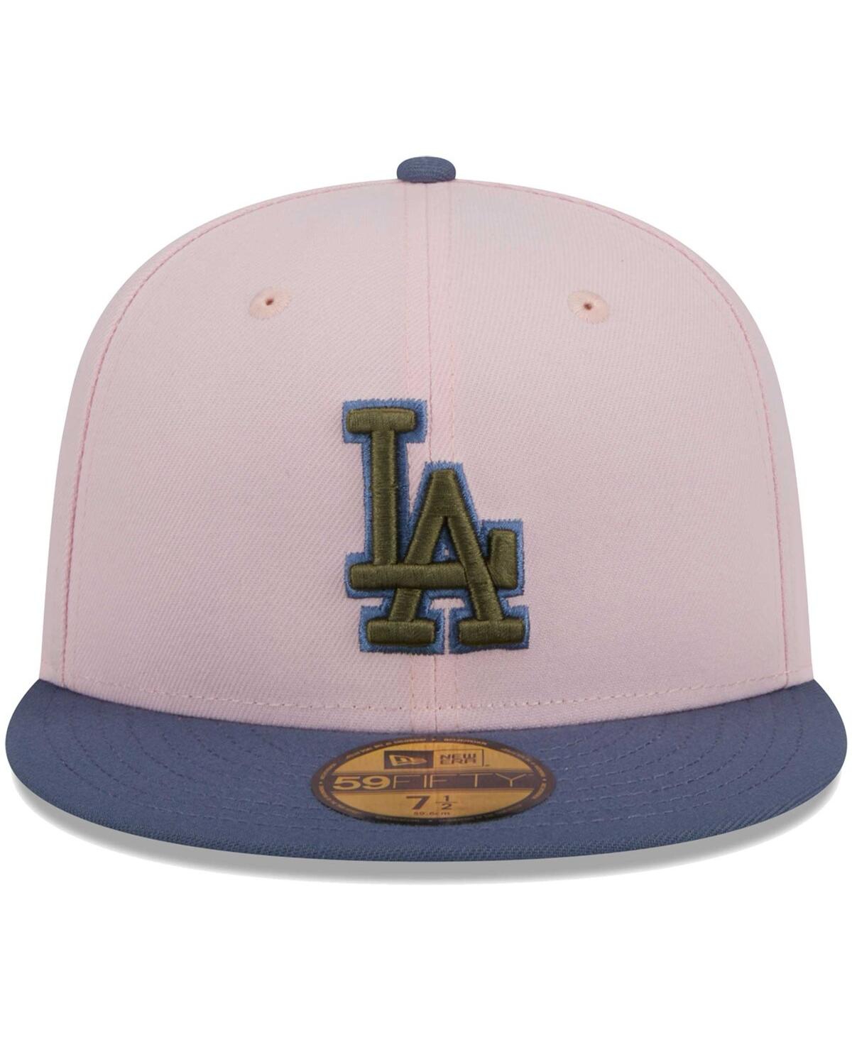 Shop New Era Men's  Pink, Blue Los Angeles Dodgers Olive Undervisor 59fifty Fitted Hat In Pink,blue