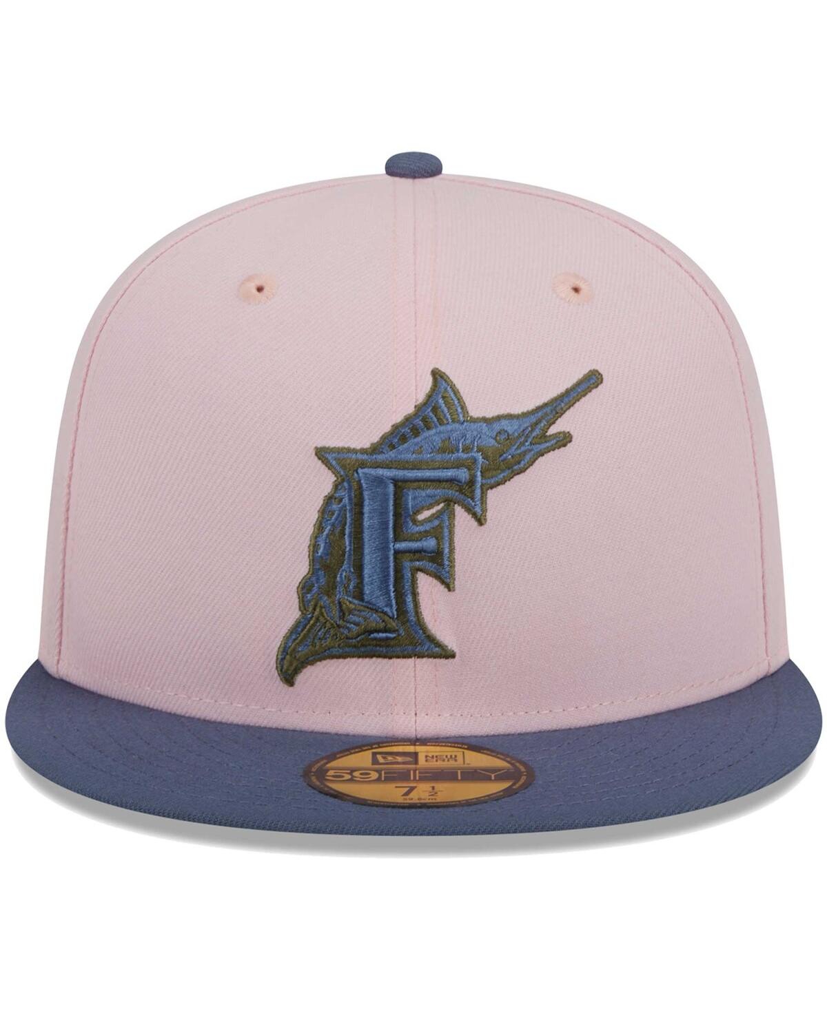 Men's New Era Blue Florida Marlins Cooperstown Collection Olive Undervisor 59FIFTY Fitted Hat - Blue