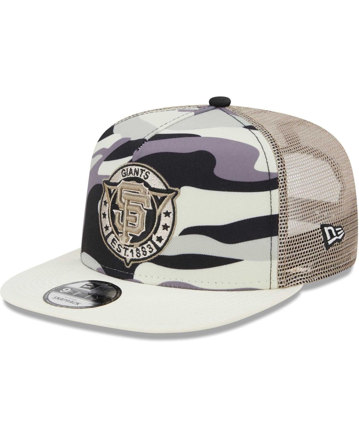 Shop New Era Men's  White San Francisco Giants Chrome Camo A-frame 9fifty Trucker Snapback Hat