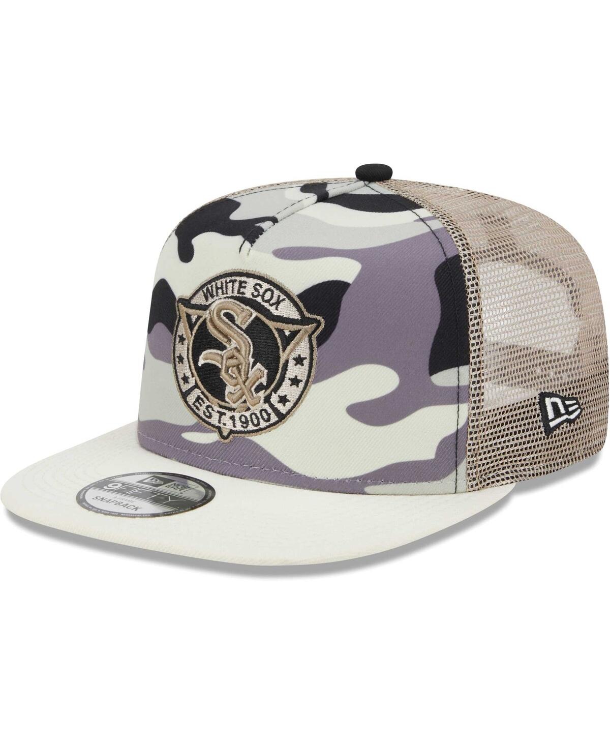 New Era Men's  White Chicago White Sox Chrome Camo A-frame 9fifty Trucker Snapback Hat In White