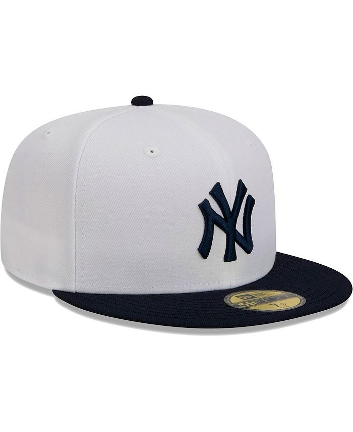 New Era Men's White, Navy New York Yankees Optic 59FIFTY Fitted Hat ...