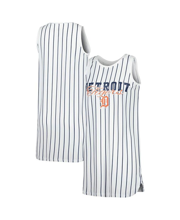 Women's Concepts Sport White Detroit Tigers Reel Pinstripe Knit Sleeveless Nightshirt Size: Small