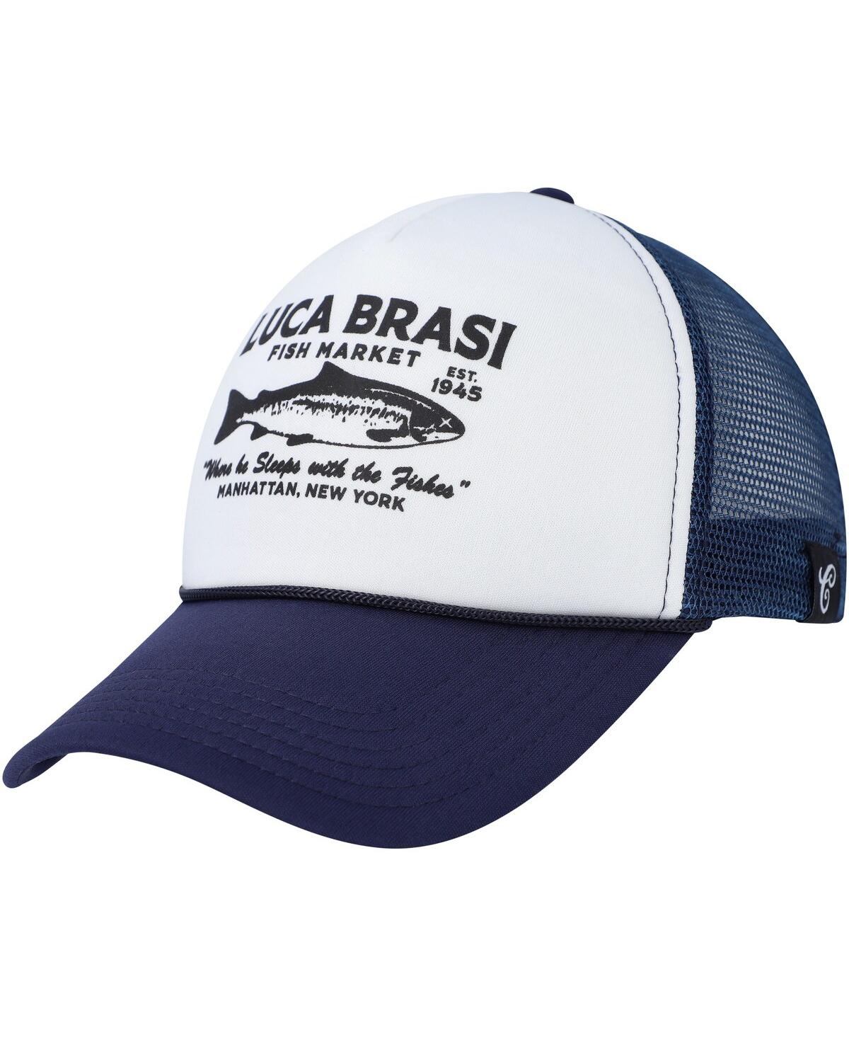 Contenders Clothing Men's And Women's  White, Navy The Godfather Luca Brasi Fish Market Snapback Hat In White,navy