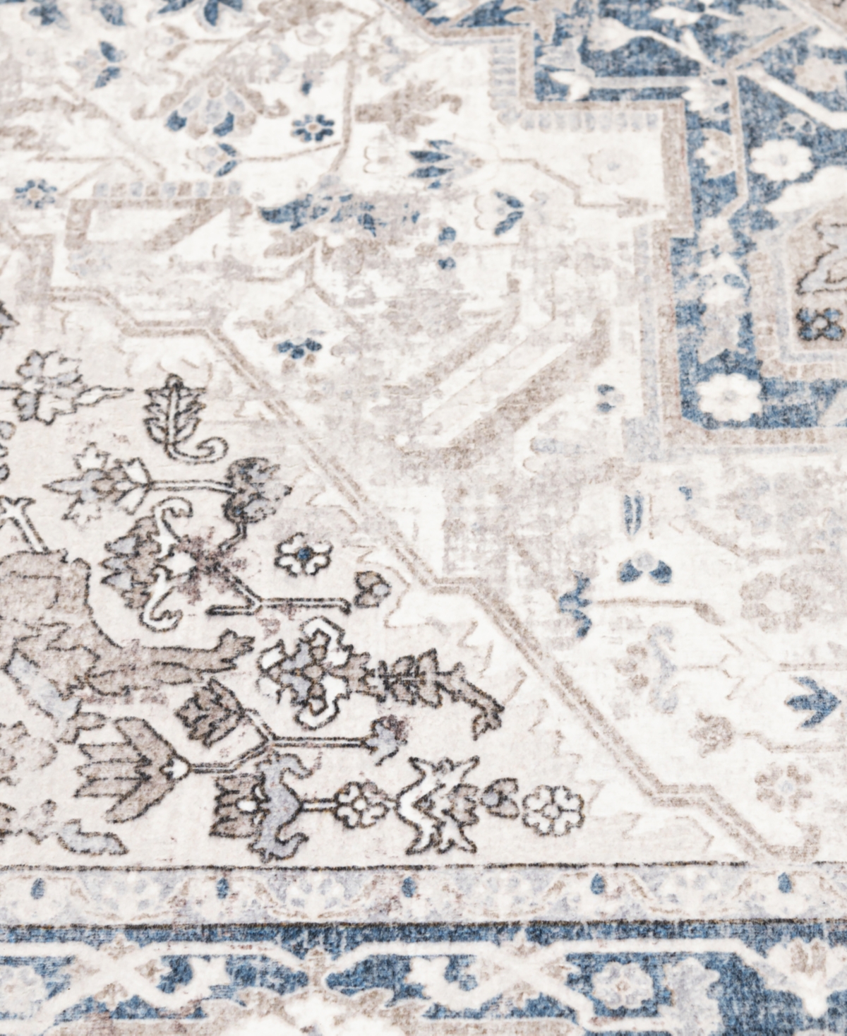 Km Home Belmont Jabari 7'6" X 9'6" Area Rug In Tan,navy