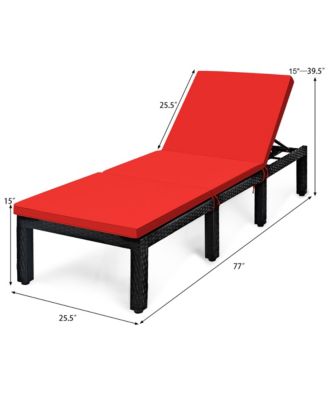 Patio Rattan Lounge Chair Chaise Recliner Adjust Cushion