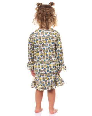 Toddler Girls Nightgown Minions Snuggle Sleep Long-Sleeve Raglan Pajama