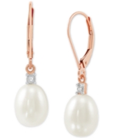 Cultured Freshwater Pearl Earrings (8mm) in 10k Gold & White Gold - Rose Gold