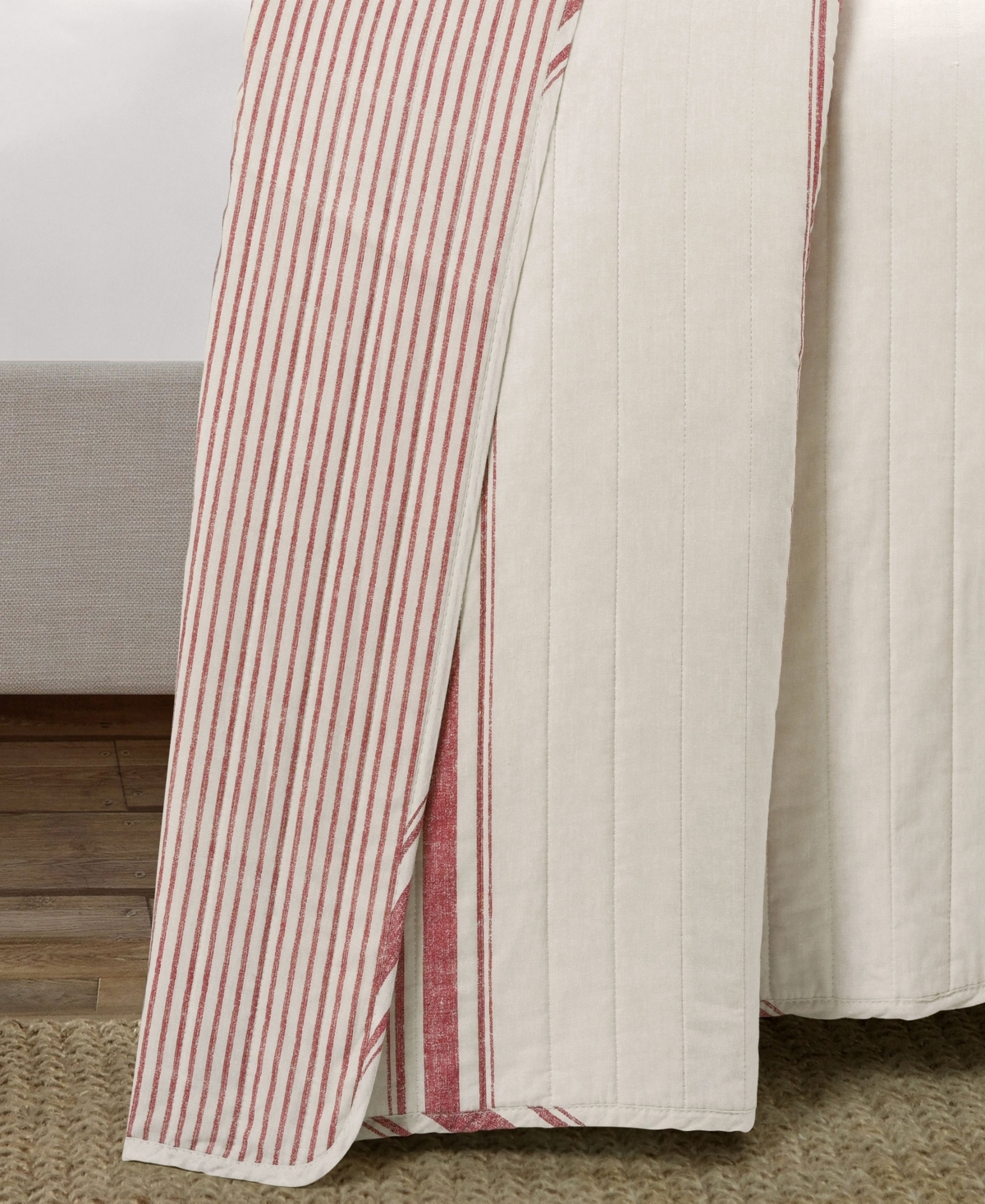 Lush Decor Farmhouse Stripe Reversible Cotton 3-Piece Quilt Set,
