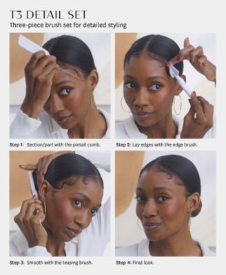 Detail Set with Pintail Comb, Edge Brush, and Teasing Brush, 3 Piece