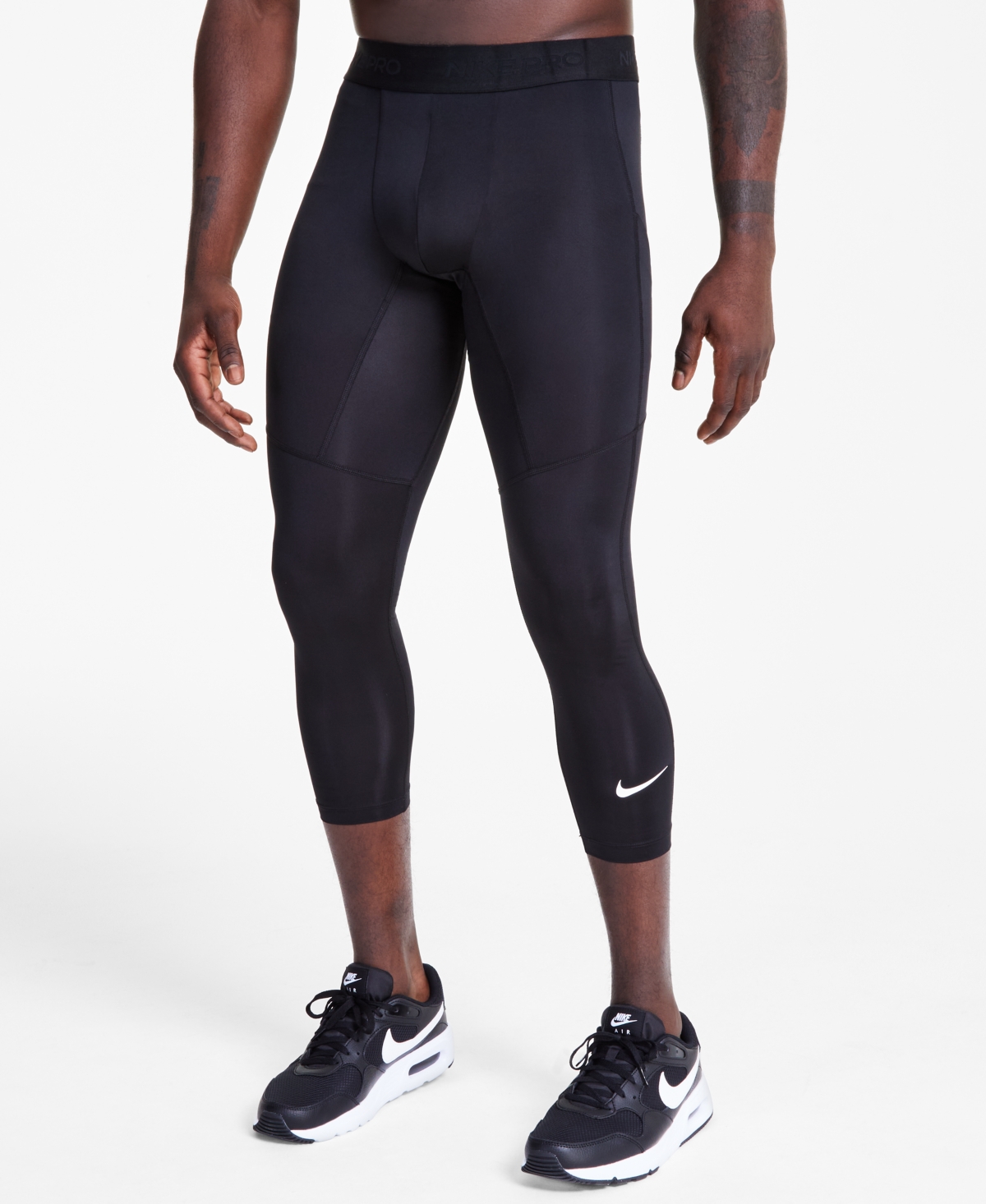 Nike Pro Men's Dri-fit 3/4-length Fitness Tights In Black,white