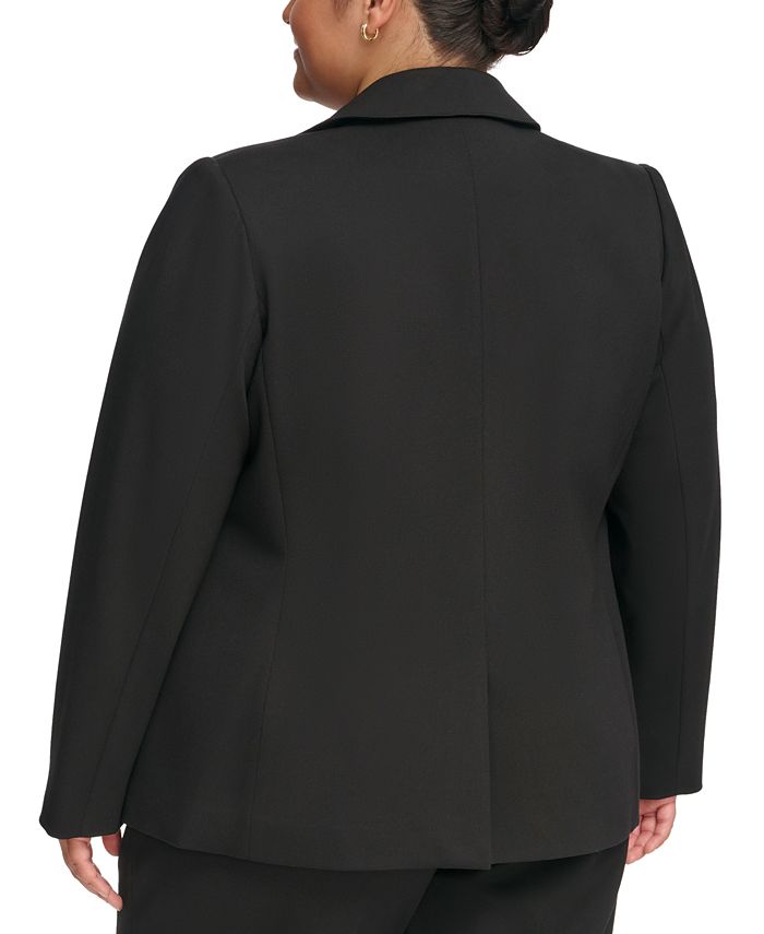 Calvin Klein Plus Size Notched-Collar Two-Button Jacket - Macy's