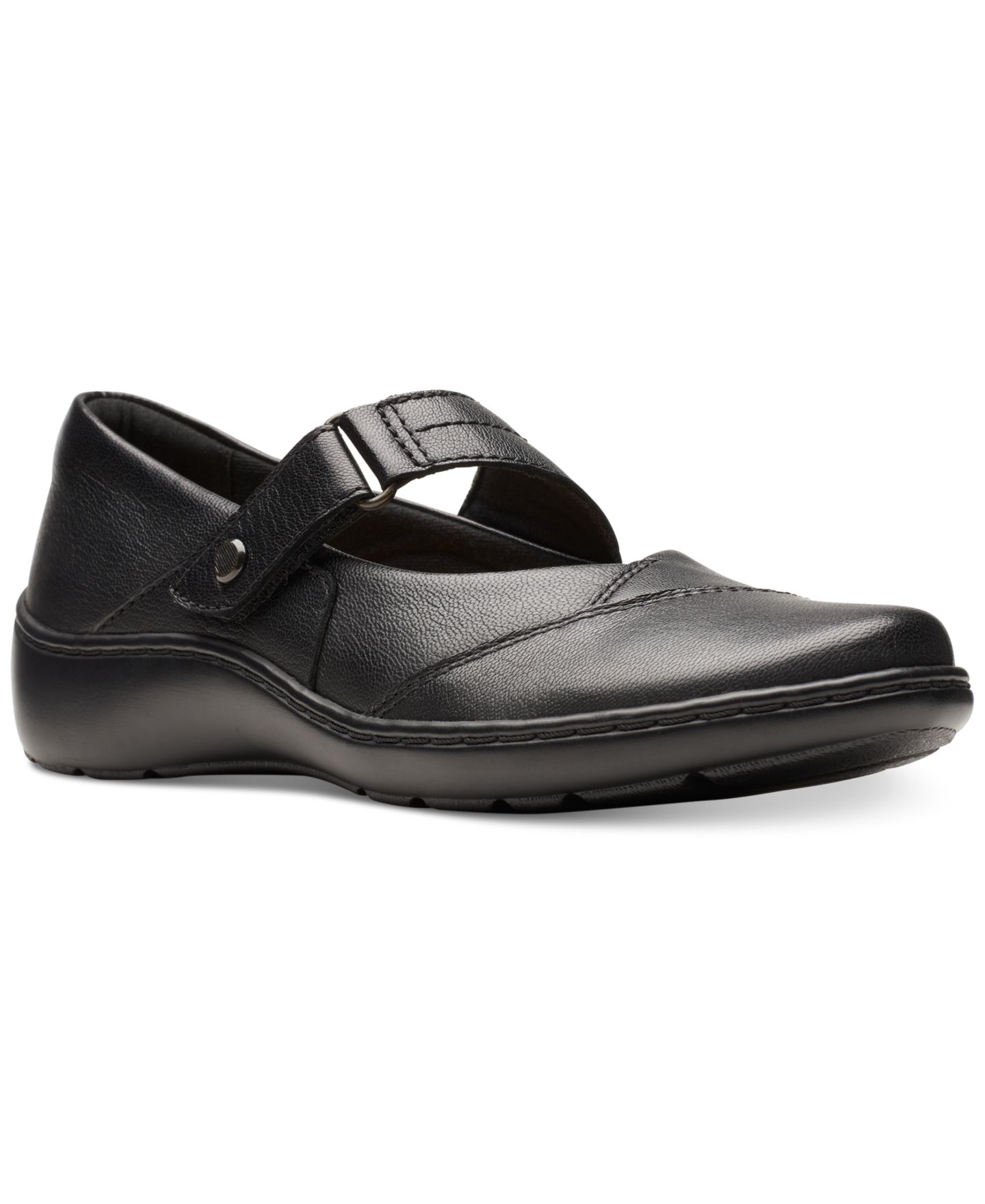 Женские балетки Clarks Cora Gema Mary Jane Flats, цвет: Чёрный — фото 1