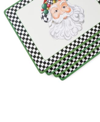 Christmas Tree Black & White Mixed Snowman & Santa Placemats, Set of 4