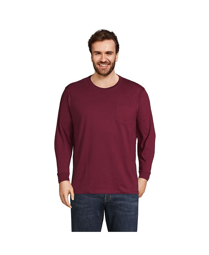 Lands' End Big & Tall Super-T Long Sleeve T-Shirt with Pocket - Macy's