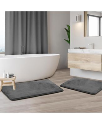 2 Piece Ultra Soft Non-Slip Plush Memory Foam Bath Rug Set - Small & Large