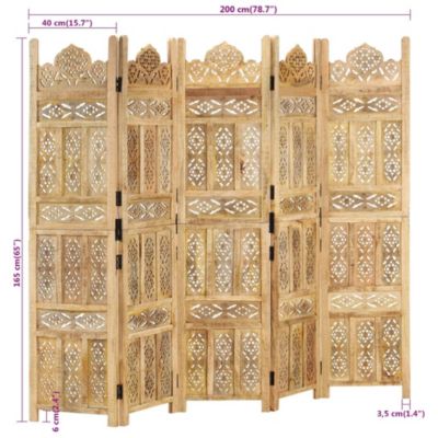 Hand carved 5-Panel Room Divider 78.7"x65" Solid Mango Wood