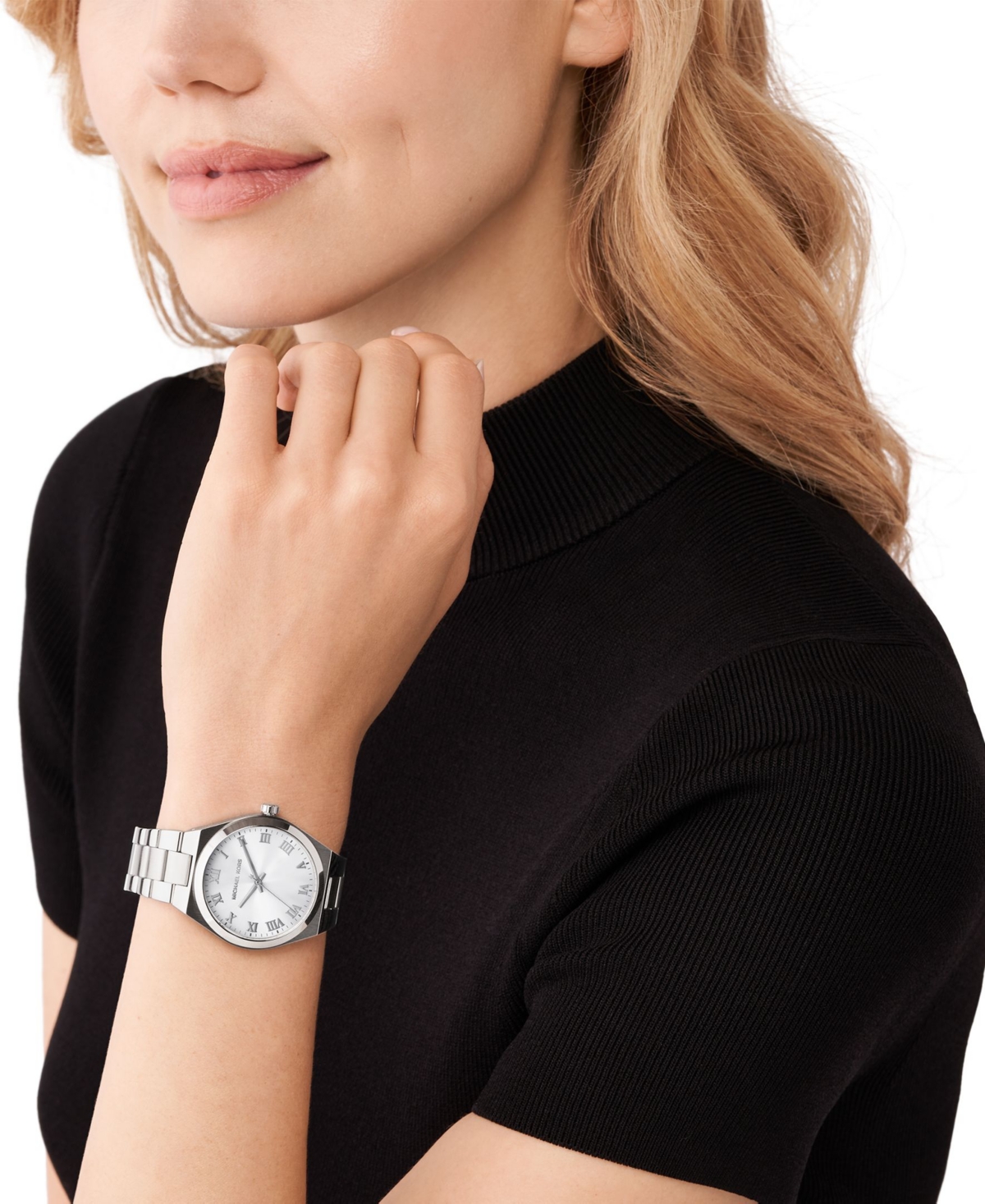 Shop Michael Kors Women's Lennox Quartz Three-hand Silver-tone Stainless Steel Watch 37mm