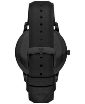 Men's Black Leather Strap Watch 42mm