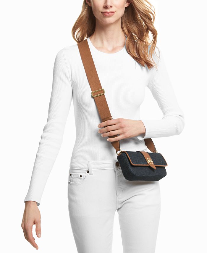 MICHAEL Michael Kors Greenwich East West Leather Crossbody Bag in Natural