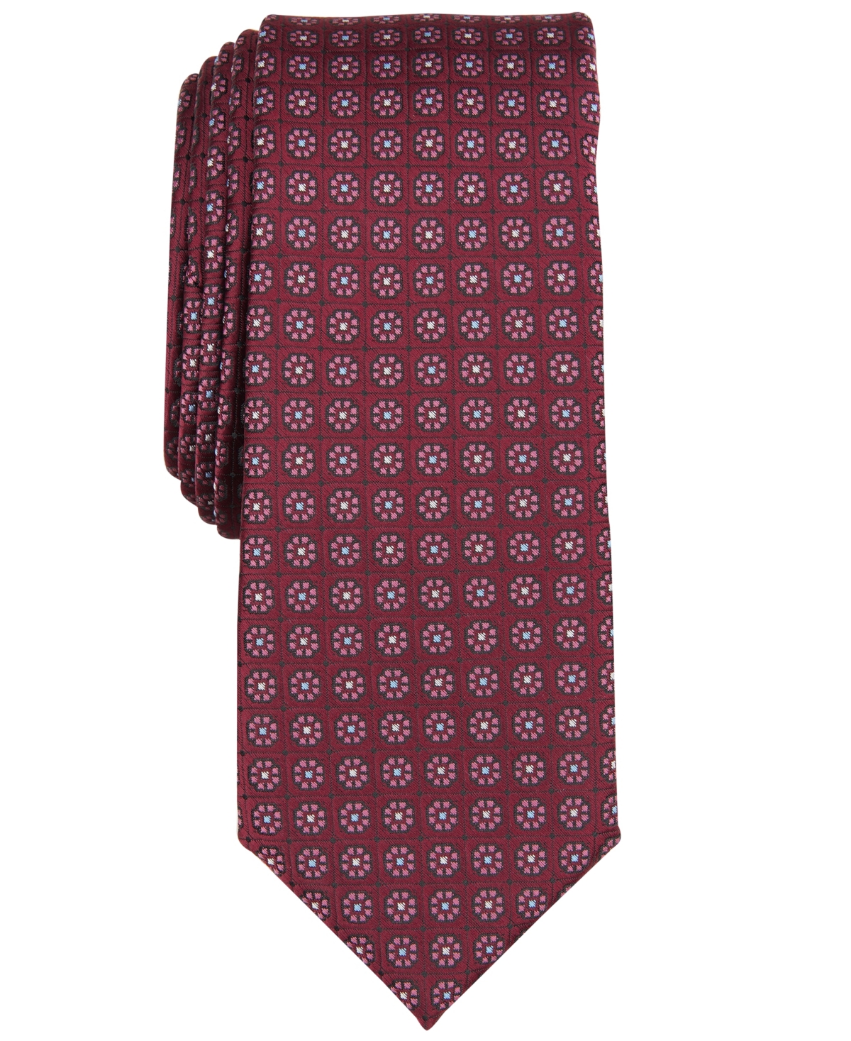 Men's Sterling Neat Skinny Tie, Created for Macy's - Burgundy
