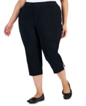 JM Collection Women's Plus Sz 4X Tummy Control Pull on Capri Stretch Pants  Pink