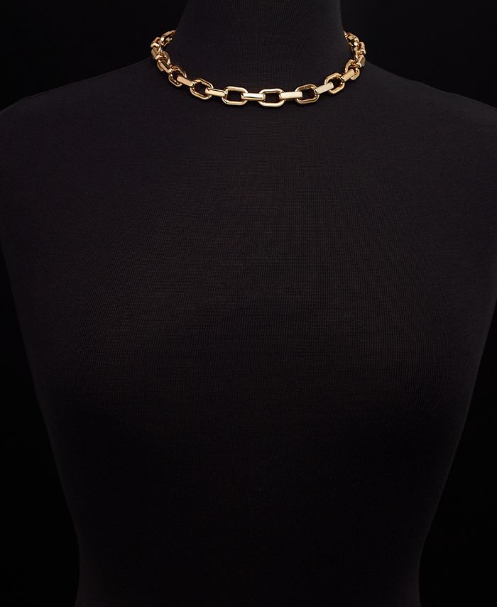 On 34th GoldTone Chunky Chain Link Collar Necklace, 15" + 2" extender