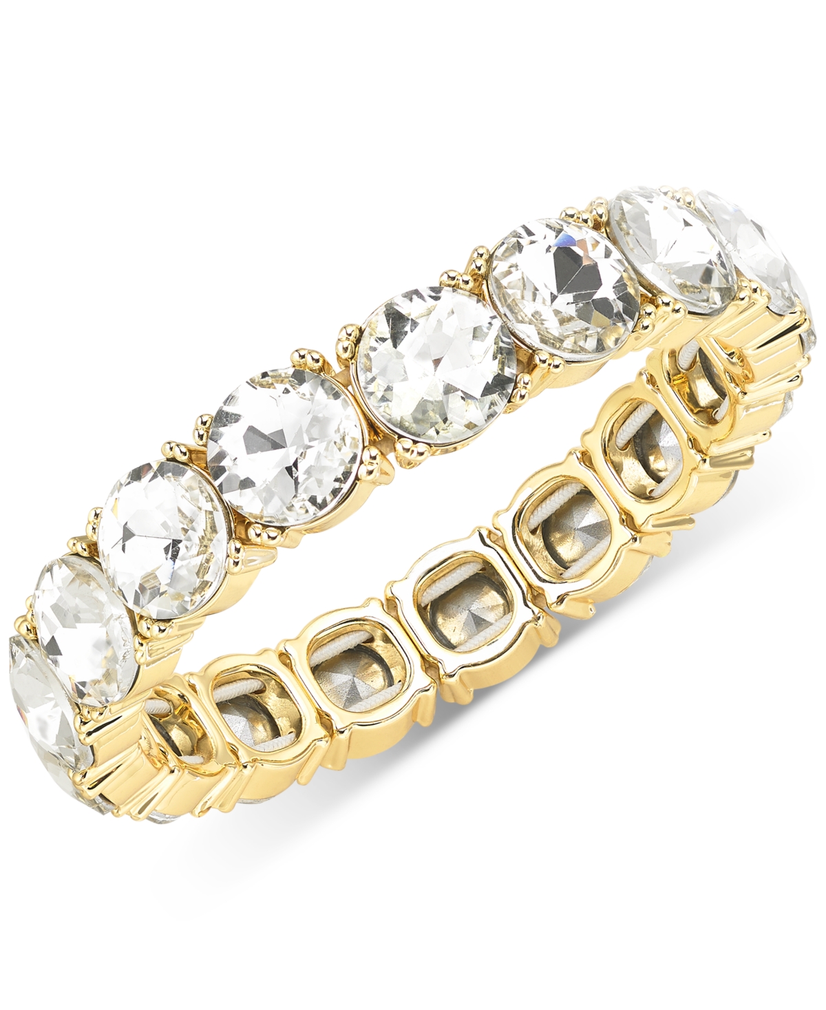 On 34th Gold-tone Stone All-around Stretch Bracelet, Created For Macy's