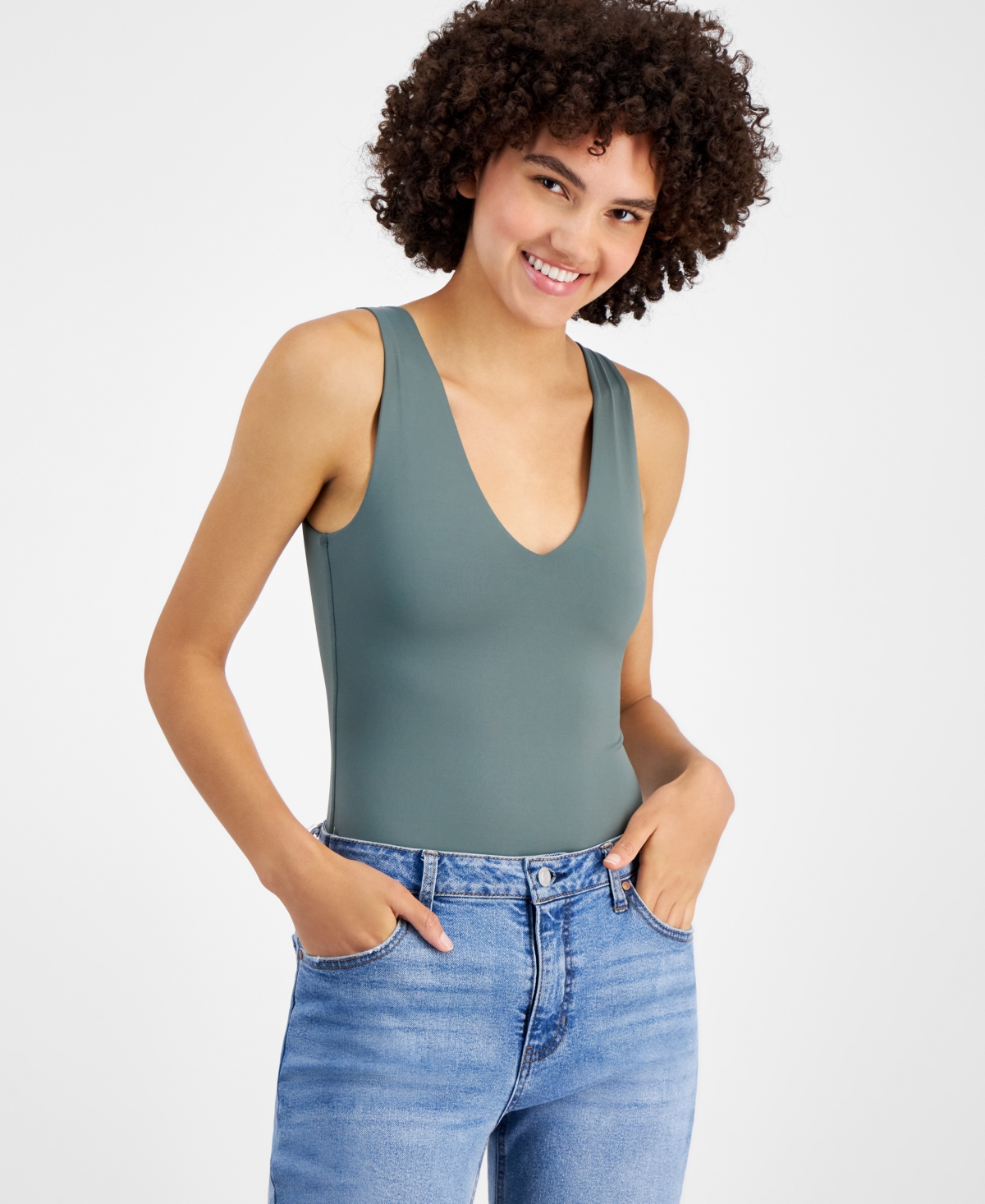 And Now This Women's Double-layer V-neck Bodysuit In Meadowland