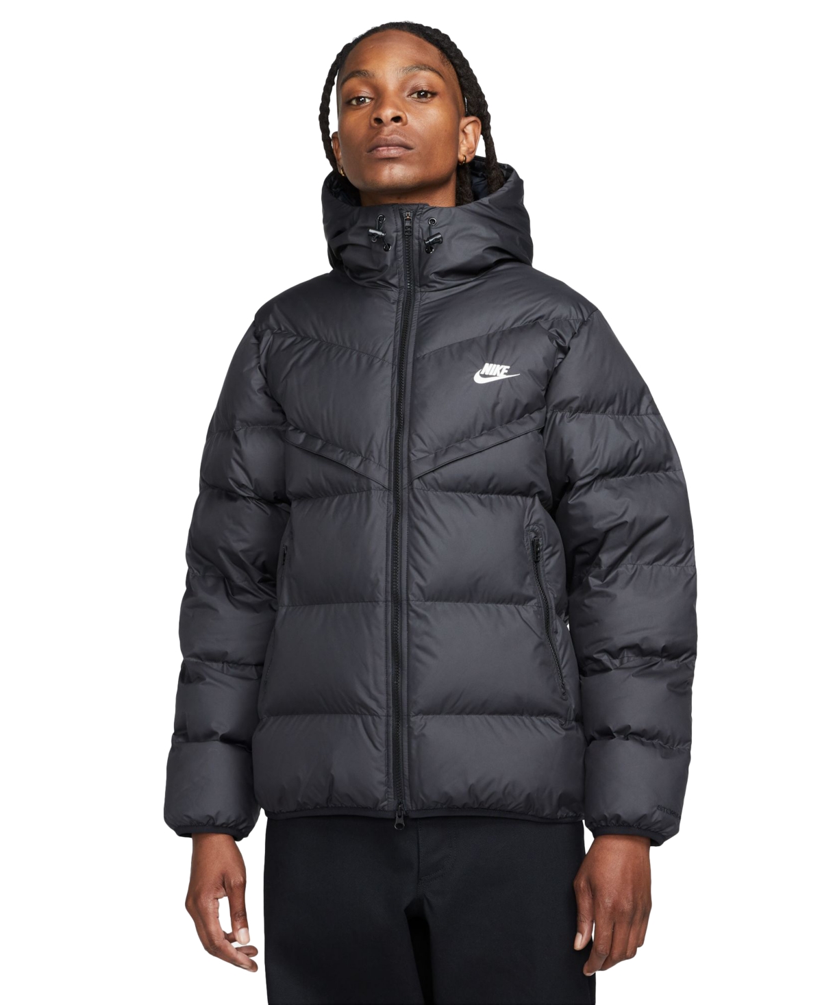 Shop Nike Men's Storm-fit Windrunner Insulated Puffer Jacket In Black,black,sail