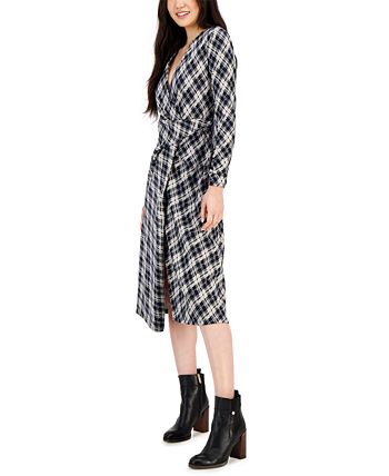 Tommy Hilfiger Women's Jacquard Argyle Wrap Dress - Macy's
