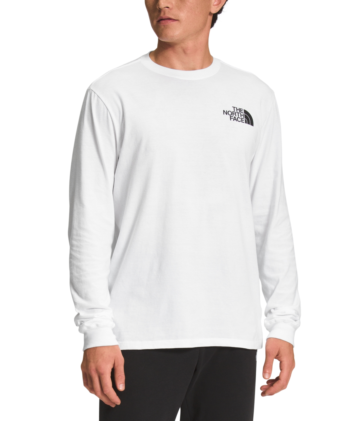 The North Face Men's Box Nse Standard-fit Logo Graphic Long-sleeve T-shirt In Tnf White,tnf Black